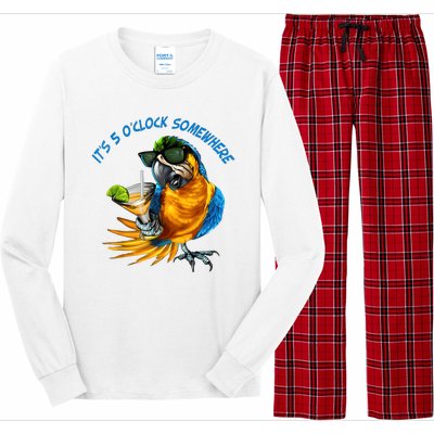 It Is 5 Oclock Somewhere Drinking Parrot Long Sleeve Pajama Set