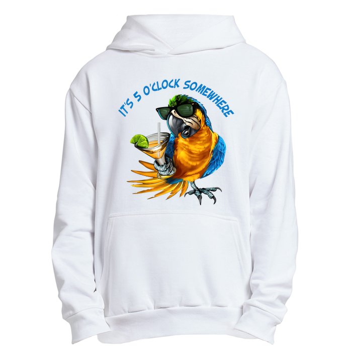 It Is 5 Oclock Somewhere Drinking Parrot Urban Pullover Hoodie