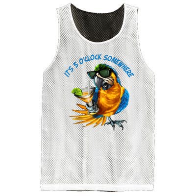 It Is 5 Oclock Somewhere Drinking Parrot Mesh Reversible Basketball Jersey Tank