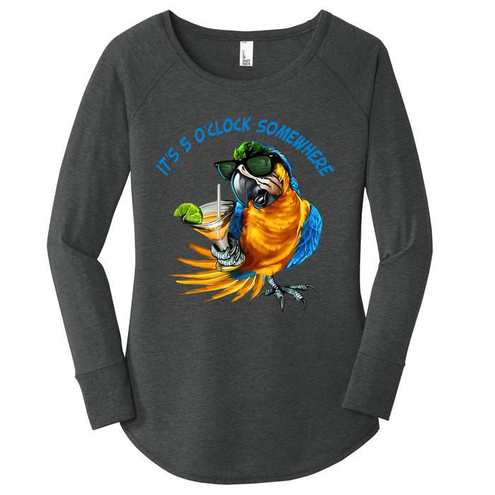 It Is 5 Oclock Somewhere Drinking Parrot Women's Perfect Tri Tunic Long Sleeve Shirt