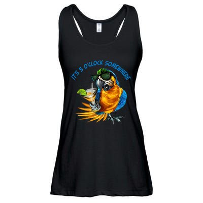 It Is 5 Oclock Somewhere Drinking Parrot Ladies Essential Flowy Tank