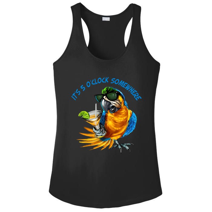 It Is 5 Oclock Somewhere Drinking Parrot Ladies PosiCharge Competitor Racerback Tank