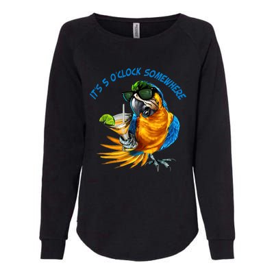 It Is 5 Oclock Somewhere Drinking Parrot Womens California Wash Sweatshirt