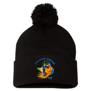 It Is 5 Oclock Somewhere Drinking Parrot Pom Pom 12in Knit Beanie