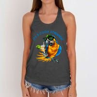 It Is 5 Oclock Somewhere Drinking Parrot Women's Knotted Racerback Tank