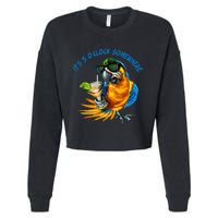 It Is 5 Oclock Somewhere Drinking Parrot Cropped Pullover Crew