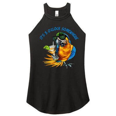 It Is 5 Oclock Somewhere Drinking Parrot Women's Perfect Tri Rocker Tank