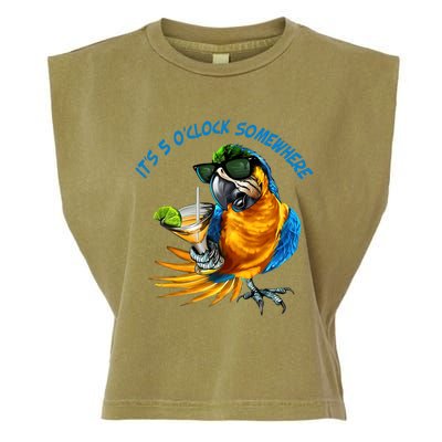 It Is 5 Oclock Somewhere Drinking Parrot Garment-Dyed Women's Muscle Tee