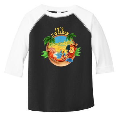 It Is 5 Oclock Somewhere Parrot Drinking Summer Vacation Toddler Fine Jersey T-Shirt