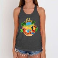 It Is 5 Oclock Somewhere Parrot Drinking Summer Vacation Women's Knotted Racerback Tank