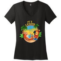 It Is 5 Oclock Somewhere Parrot Drinking Summer Vacation Women's V-Neck T-Shirt