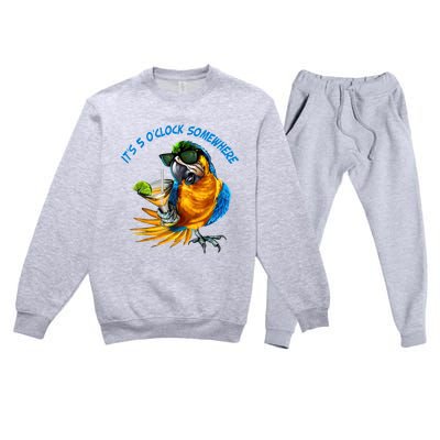 It Is 5 Oclock Somewhere Drinking Parrot Premium Crewneck Sweatsuit Set