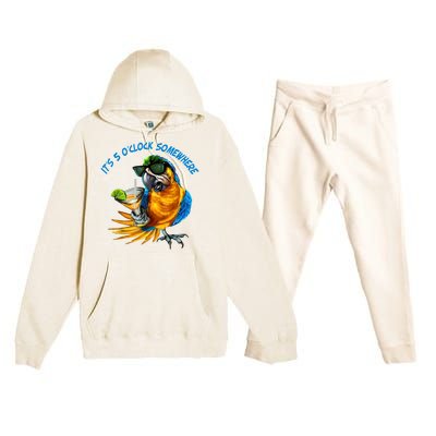 It Is 5 Oclock Somewhere Drinking Parrot Premium Hooded Sweatsuit Set