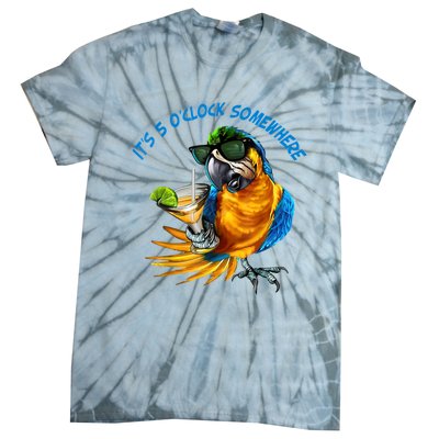 It Is 5 Oclock Somewhere Drinking Parrot Tie-Dye T-Shirt