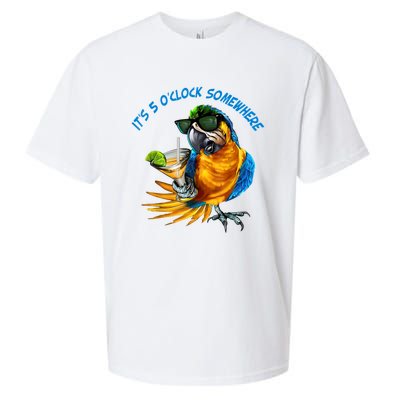 It Is 5 Oclock Somewhere Drinking Parrot Sueded Cloud Jersey T-Shirt