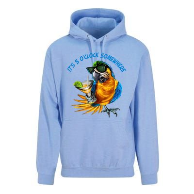 It Is 5 Oclock Somewhere Drinking Parrot Unisex Surf Hoodie