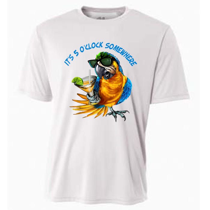 It Is 5 Oclock Somewhere Drinking Parrot Cooling Performance Crew T-Shirt