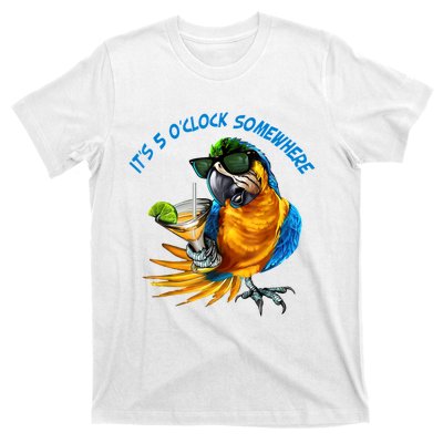 It Is 5 Oclock Somewhere Drinking Parrot T-Shirt