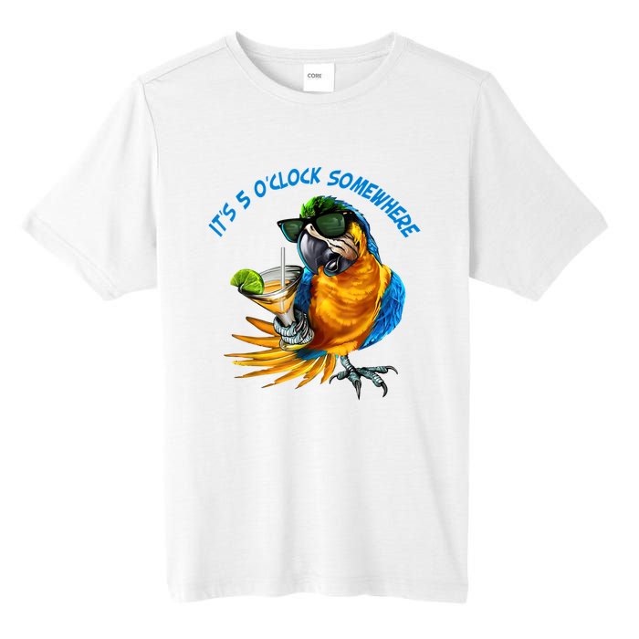 It Is 5 Oclock Somewhere Drinking Parrot Tall Fusion ChromaSoft Performance T-Shirt