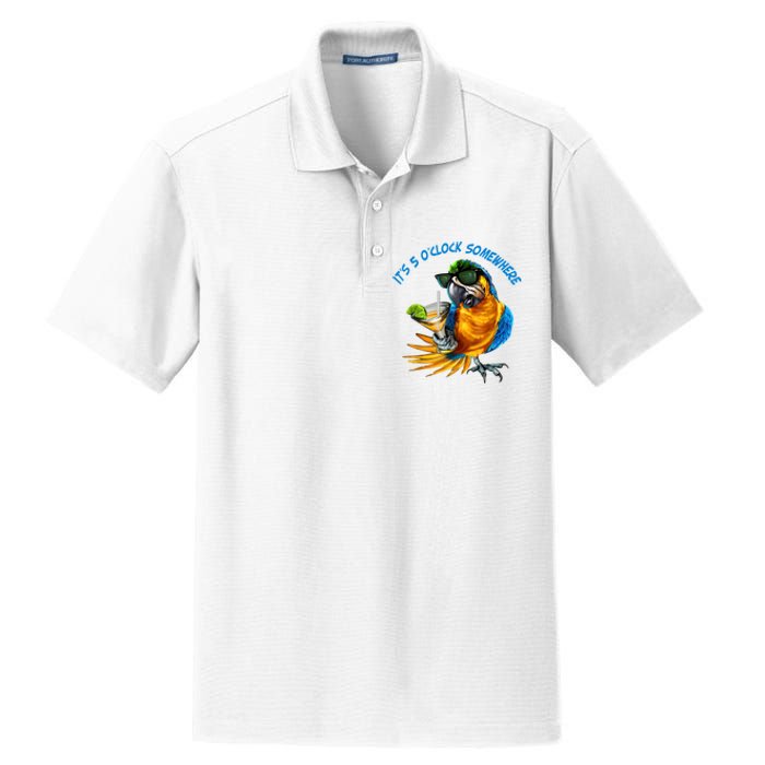 It Is 5 Oclock Somewhere Drinking Parrot Dry Zone Grid Polo