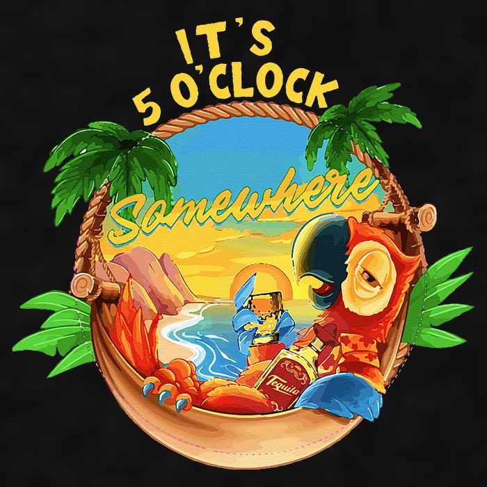 It Is 5 O'clock Somewhere Parrot Drinking Summer Vacation Ladies PosiCharge Tri-Blend Wicking Tank
