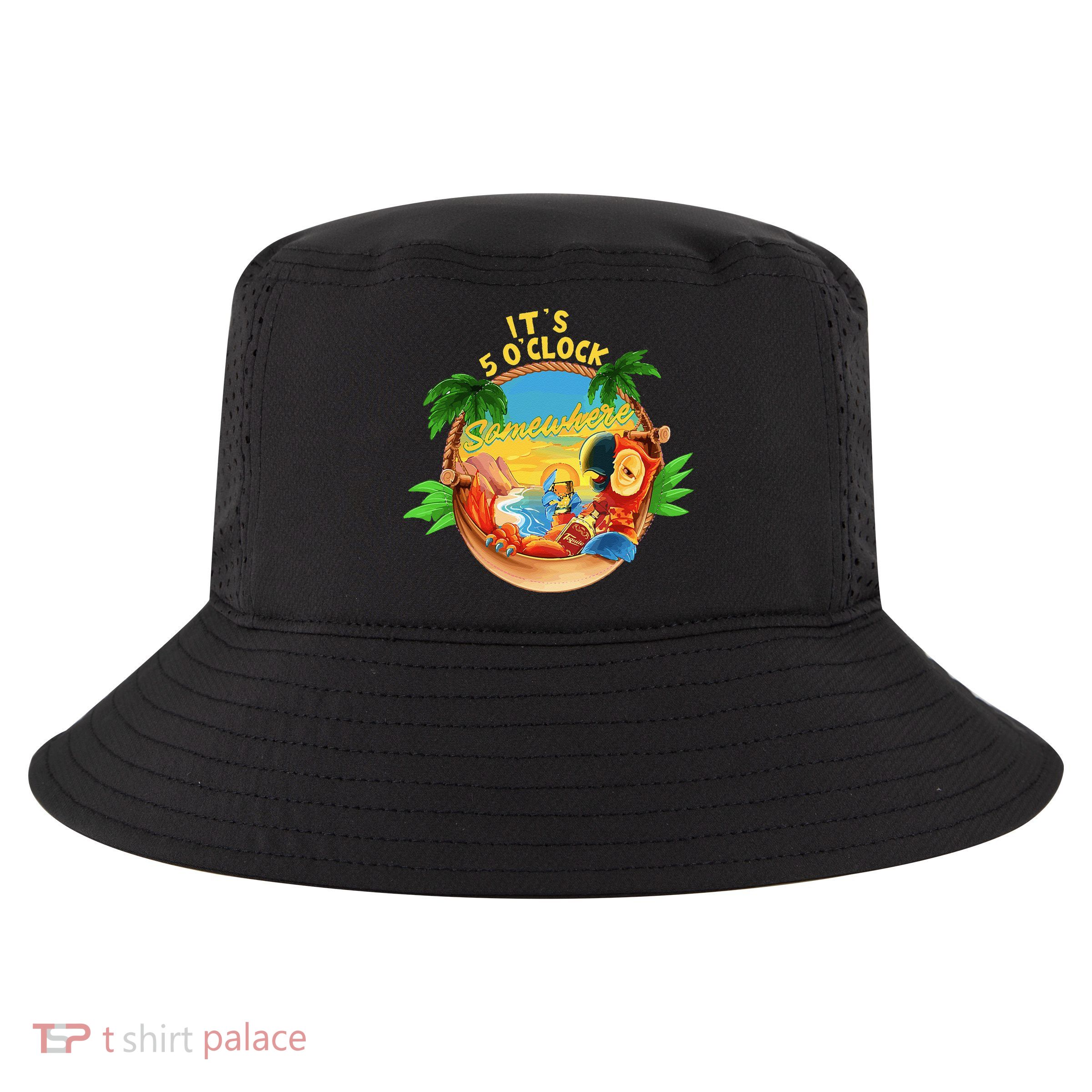It Is 5 O'clock Somewhere Parrot Drinking Summer Vacation Cool Comfort Performance Bucket Hat