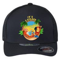It Is 5 O'clock Somewhere Parrot Drinking Summer Vacation Flexfit Unipanel Trucker Cap
