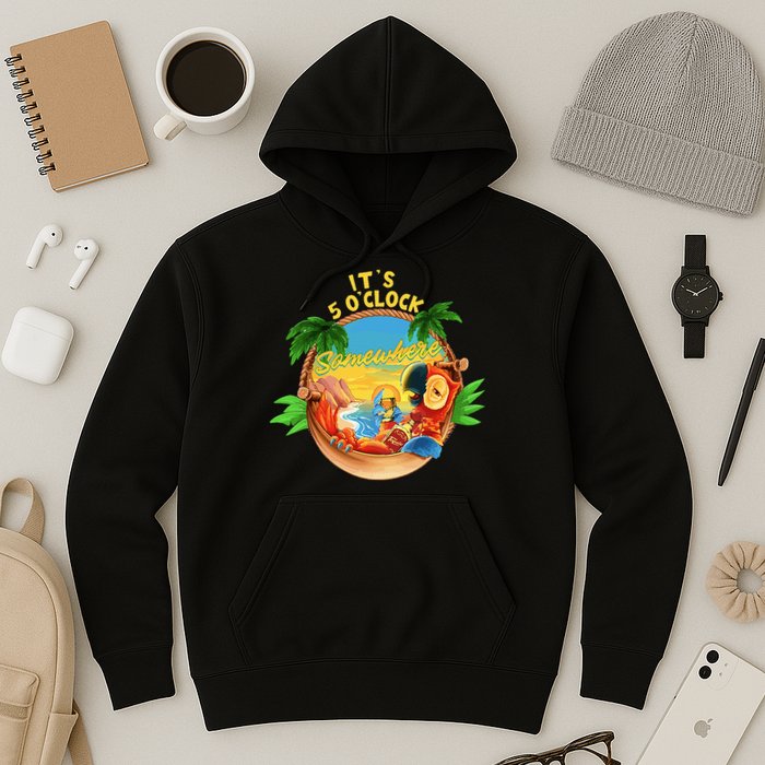It Is 5 O'clock Somewhere Parrot Drinking Summer Vacation Hoodie