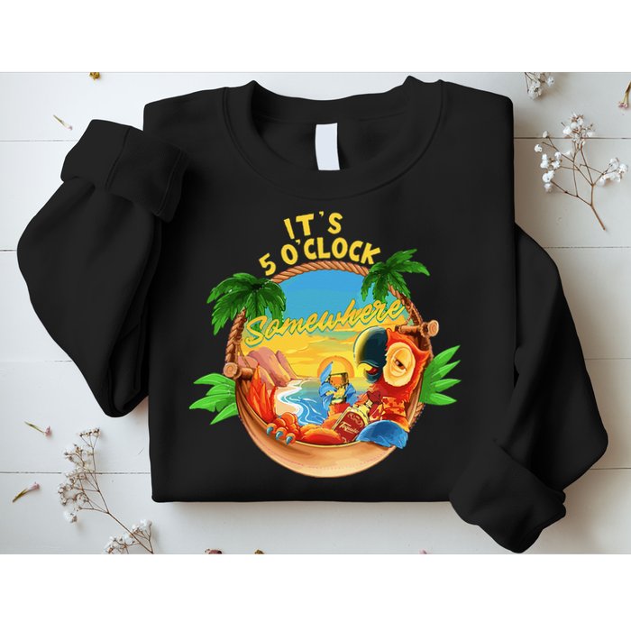 It Is 5 O'clock Somewhere Parrot Drinking Summer Vacation Sweatshirt