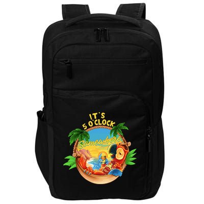 It Is 5 O'clock Somewhere Parrot Drinking Summer Vacation Impact Tech Backpack