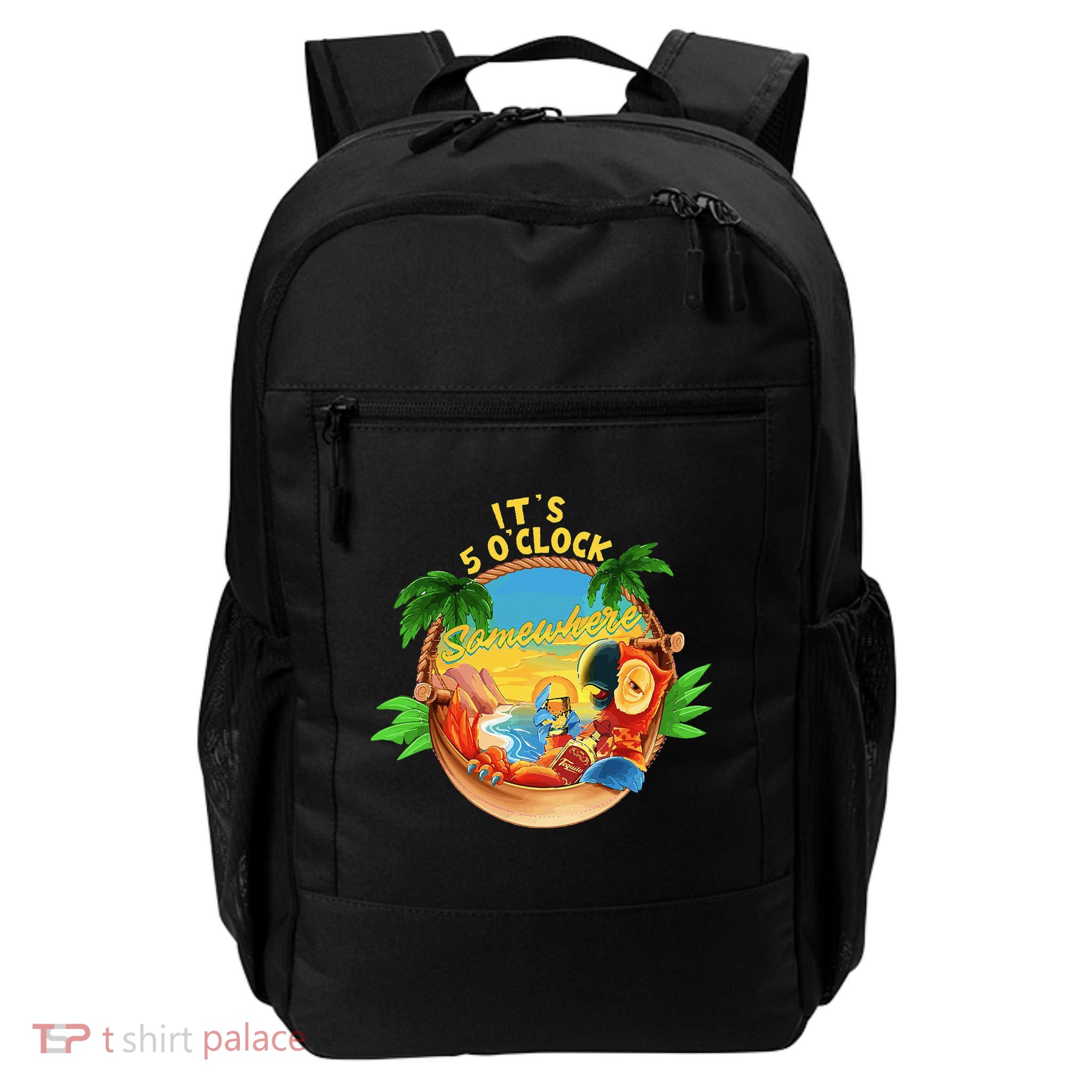 It Is 5 O'clock Somewhere Parrot Drinking Summer Vacation Backpack