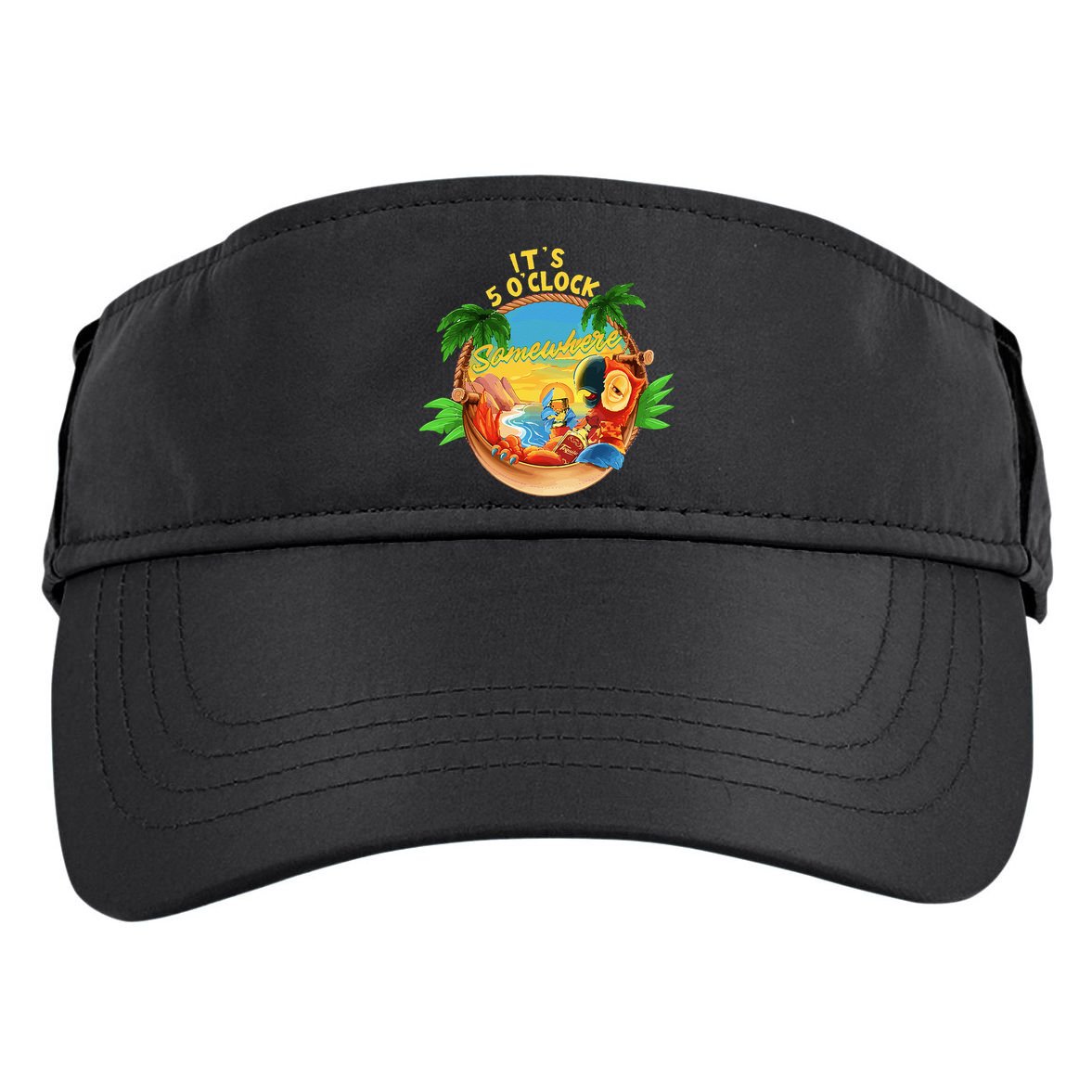 It Is 5 O'clock Somewhere Parrot Drinking Summer Vacation Adult Drive Performance Visor