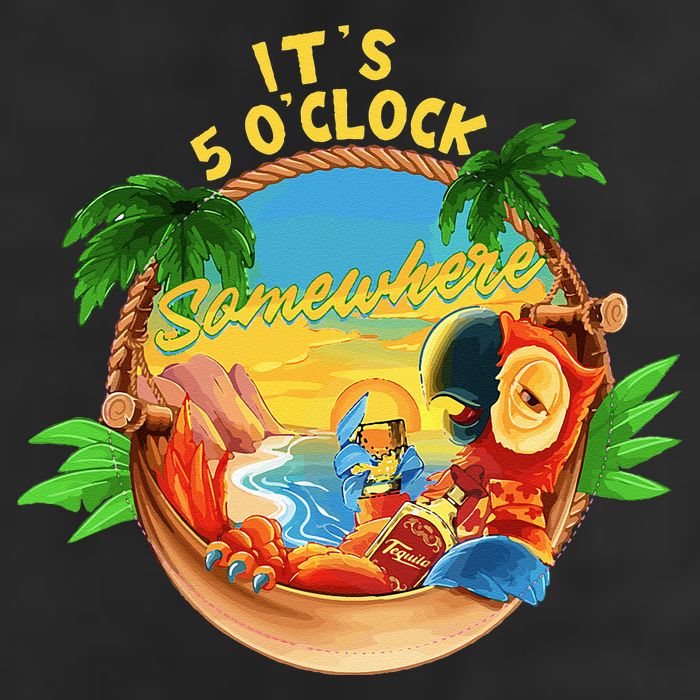 It Is 5 O'clock Somewhere Parrot Drinking Summer Vacation Adult Drive Performance Visor