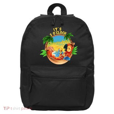 It Is 5 O'clock Somewhere Parrot Drinking Summer Vacation 16 in Basic Backpack