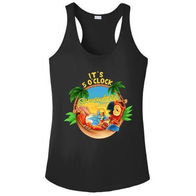 It Is 5 O'clock Somewhere Parrot Drinking Summer Vacation Ladies PosiCharge Competitor Racerback Tank