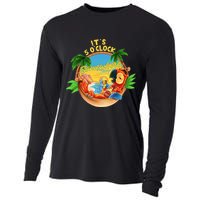 It Is 5 O'clock Somewhere Parrot Drinking Summer Vacation Cooling Performance Long Sleeve Crew