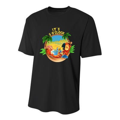It Is 5 O'clock Somewhere Parrot Drinking Summer Vacation Youth Performance Sprint T-Shirt