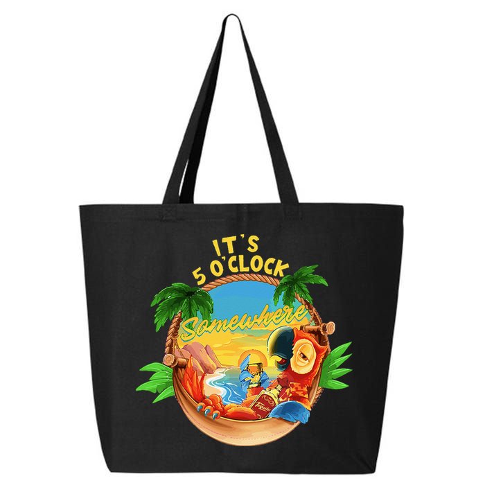 It Is 5 O'clock Somewhere Parrot Drinking Summer Vacation 25L Jumbo Tote