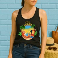 It Is 5 O'clock Somewhere Parrot Drinking Summer Vacation Womens Tank Top