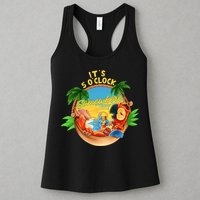 It Is 5 O'clock Somewhere Parrot Drinking Summer Vacation Womens Tank Top
