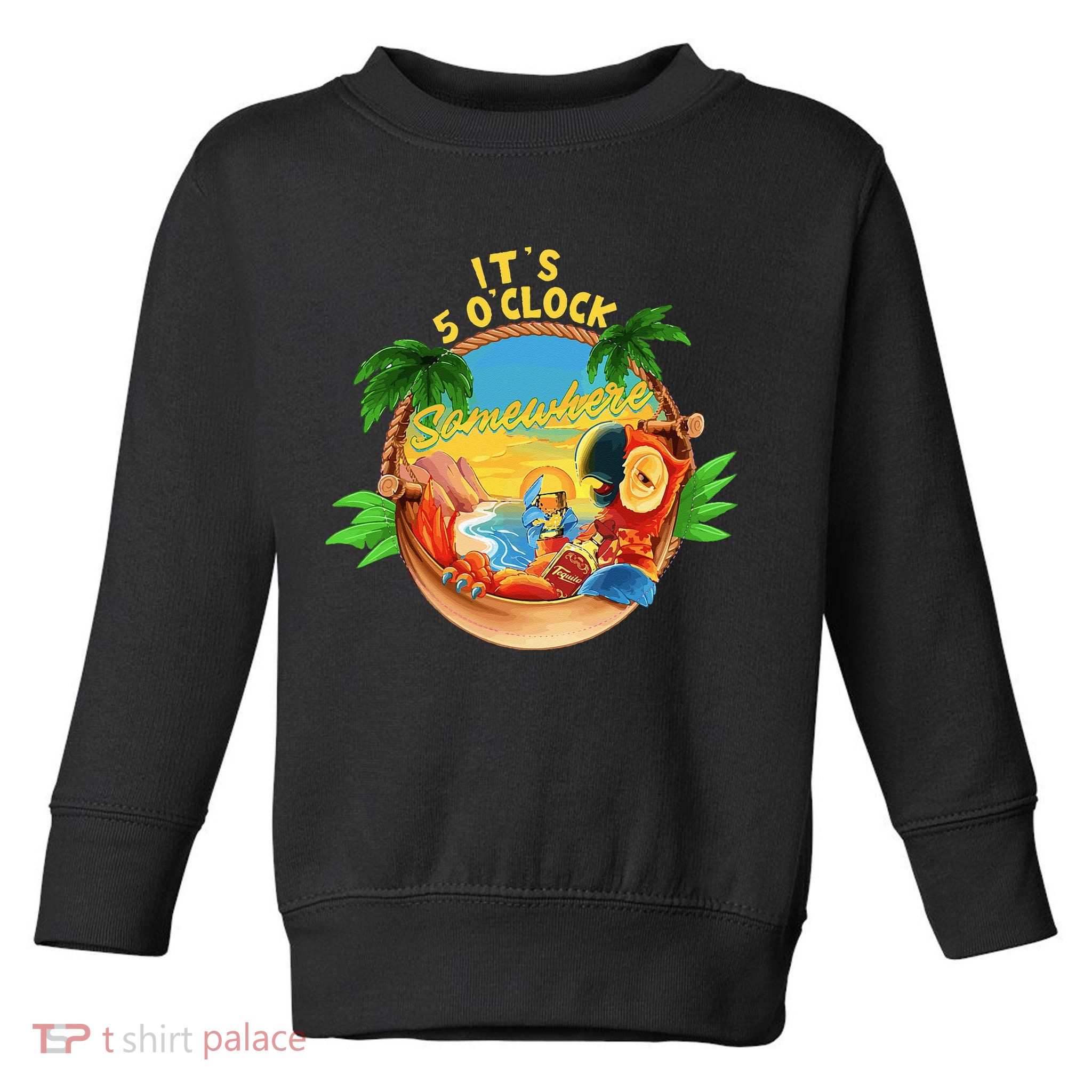 It Is 5 O'clock Somewhere Parrot Drinking Summer Vacation Toddler Sweatshirt