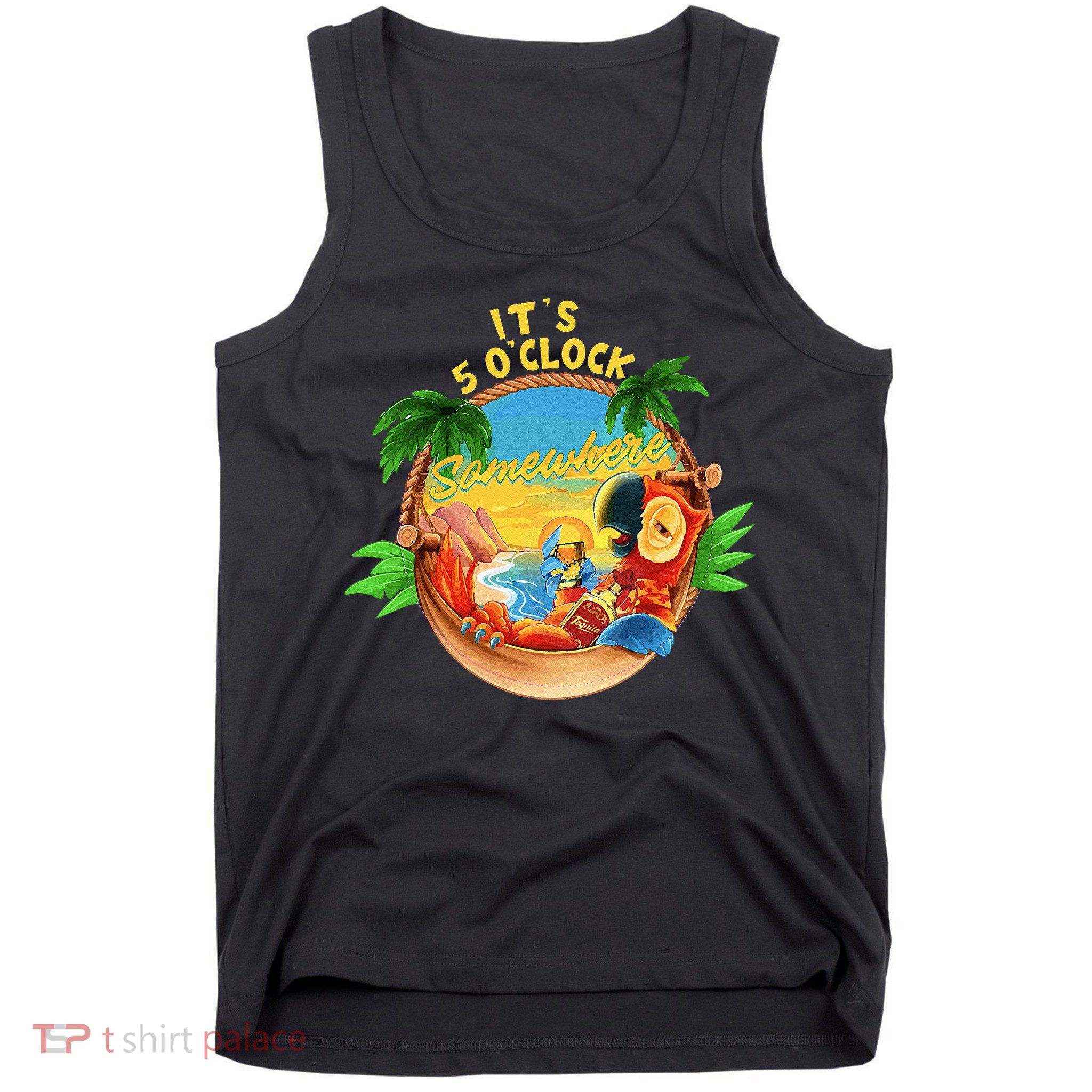 It Is 5 O'clock Somewhere Parrot Drinking Summer Vacation Tank Top