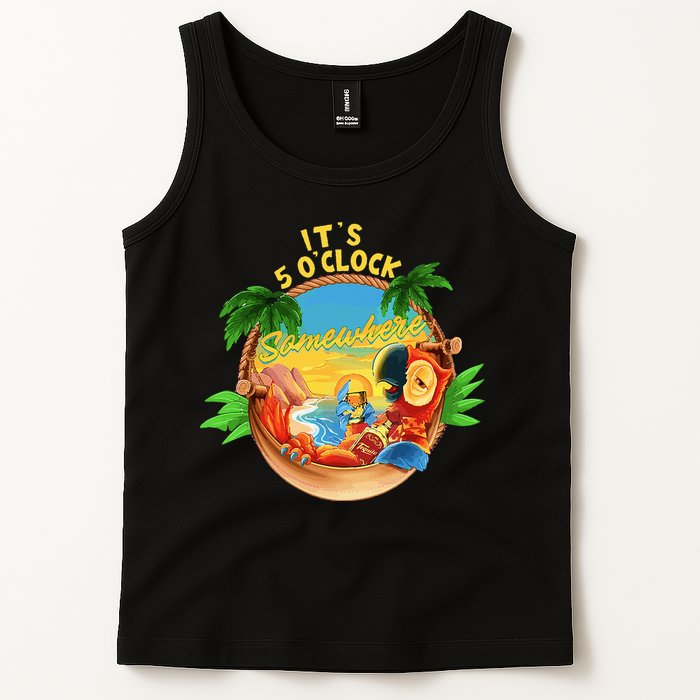 It Is 5 O'clock Somewhere Parrot Drinking Summer Vacation Tank Top