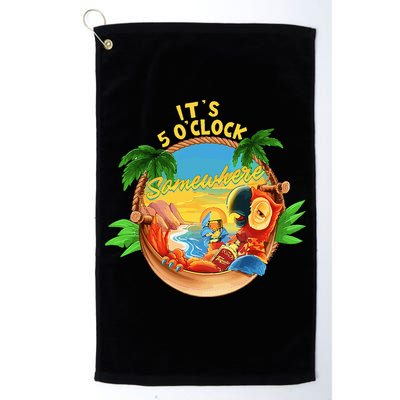 It Is 5 O'clock Somewhere Parrot Drinking Summer Vacation Golf Towel