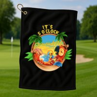It Is 5 O'clock Somewhere Parrot Drinking Summer Vacation Golf Towel