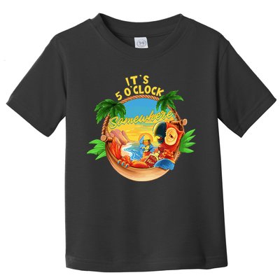 It Is 5 O'clock Somewhere Parrot Drinking Summer Vacation Toddler T-Shirt