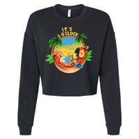 It Is 5 O'clock Somewhere Parrot Drinking Summer Vacation Cropped Pullover Crew