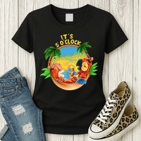 It Is 5 O'clock Somewhere Parrot Drinking Summer Vacation Womens T-Shirt