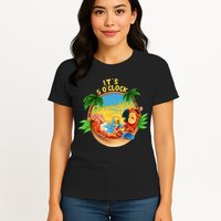 It Is 5 O'clock Somewhere Parrot Drinking Summer Vacation Womens T-Shirt