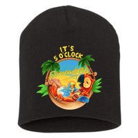 It Is 5 O'clock Somewhere Parrot Drinking Summer Vacation Short Acrylic Beanie